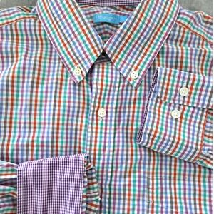 J.McLaughlin Mens Small Multicolor Gingham Check Cotton Button Down Shirt S